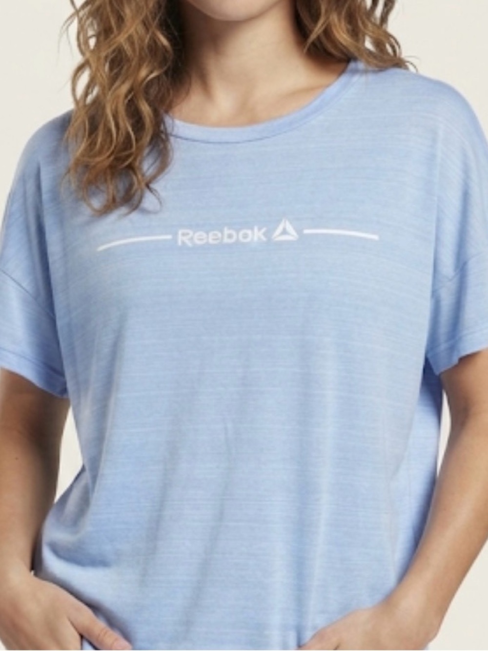 Reebok Women’s Light Blue Logo T-Shirt Size Medium